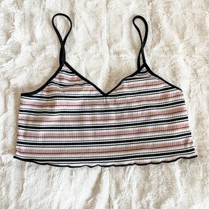 Cute Striped Spaghetti Strapped Crop - Size Small